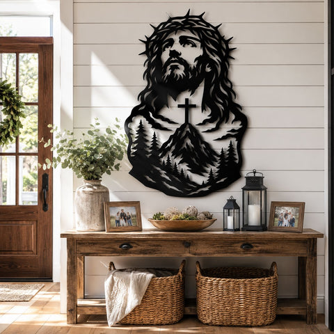Jesus Mountain Cross Laser SVG | Christian Metal Wall Art DXF | CNC Plasma Cut File | Laser Cut Svg | Religious Decor SVG HappyDesignStudio 