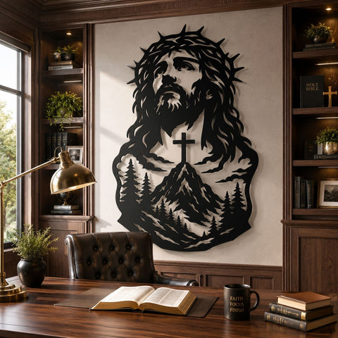 Jesus Mountain Cross Laser SVG | Christian Metal Wall Art DXF | CNC Plasma Cut File | Laser Cut Svg | Religious Decor SVG HappyDesignStudio 