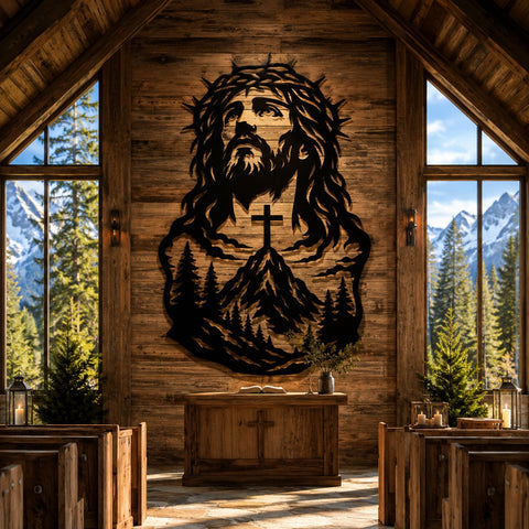 Jesus Mountain Cross Laser SVG | Christian Metal Wall Art DXF | CNC Plasma Cut File | Laser Cut Svg | Religious Decor SVG HappyDesignStudio 