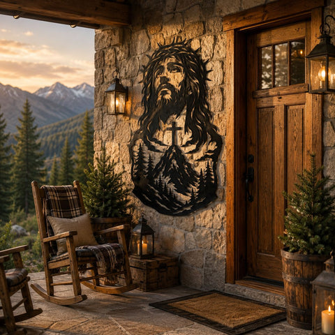 Jesus Mountain Cross Laser SVG | Christian Metal Wall Art DXF | CNC Plasma Cut File | Laser Cut Svg | Religious Decor SVG HappyDesignStudio 