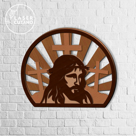 JESUS Multilayer Wall Decor, Laser Cut Template, Wood Cut and Paper Cut Files SVG LaserCutano 