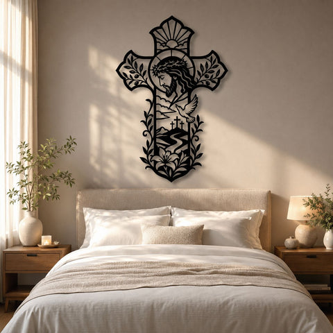 Jesus on Cross Laser SVG | Christian Metal Wall Art DXF | Crown of Thorns Svg | Religious Laser Cut File | CNC Plasma Cut | Faith Wall Decor SVG HappyDesignStudio 