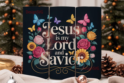 Jesus Savior Floral Butterfly Tumbler Sublimation DesignSVG 