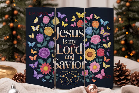 Jesus Savior Floral Butterfly Tumbler Sublimation DesignSVG 