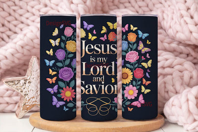 Jesus Savior Floral Butterfly Tumbler Sublimation DesignSVG 