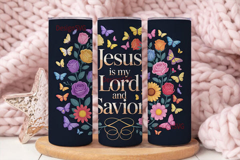 Jesus Savior Floral Butterfly Tumbler Sublimation DesignSVG 