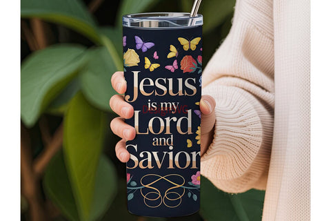 Jesus Savior Floral Butterfly Tumbler Sublimation DesignSVG 