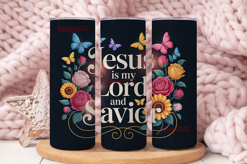 Jesus Savior Floral Butterfly Tumbler Sublimation DesignSVG 