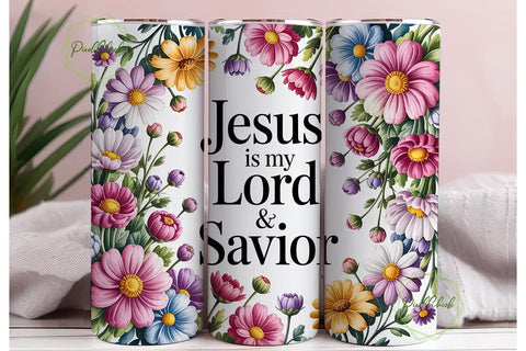 Jesus Savior Floral Tumbler Wrap Sublimation PixelChick 