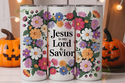 Jesus Savior Floral Tumbler Wrap Sublimation PixelChick 