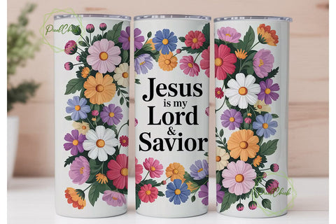 Jesus Savior Floral Tumbler Wrap Sublimation PixelChick 