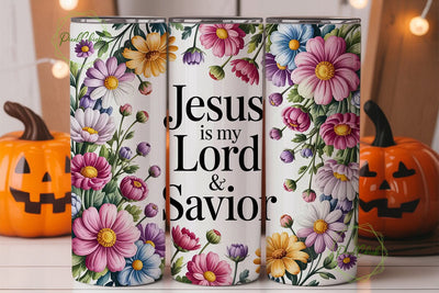 Jesus Savior Floral Tumbler Wrap Sublimation PixelChick 
