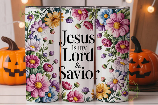 Jesus Savior Floral Tumbler Wrap Sublimation PixelChick 