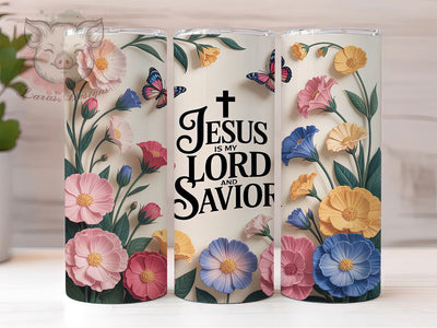 Jesus Savior Sunflower 20oz Tumbler, Jesus Savior, Religious Quote, Floral Print, Sunflower Theme, 20oz Sublimation, PNG Design Sublimation Lara' s Designs 