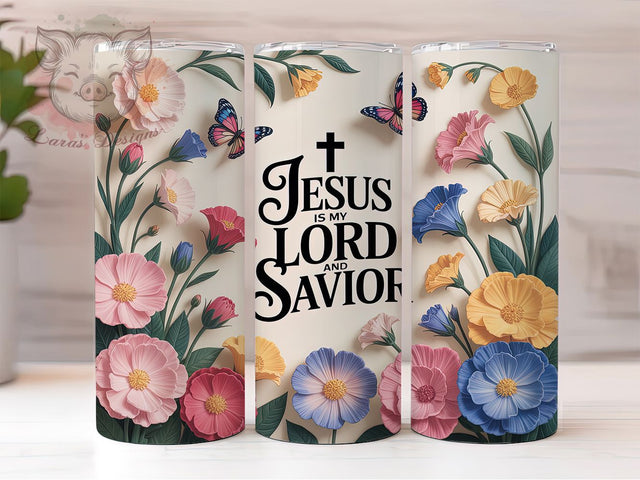 Jesus Savior Sunflower 20oz Tumbler, Jesus Savior, Religious Quote, Floral Print, Sunflower Theme, 20oz Sublimation, PNG Design Sublimation Lara' s Designs 