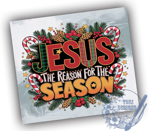 Jesus The Reason for the Season Christmas 20oz Skinny Tumbler PNG, Christian Jesus Tumbler Wrap, Sublimation Design, Straight & Tapered Tumbler Wrap, Instant Digital Download Sublimation ToriDesigns 