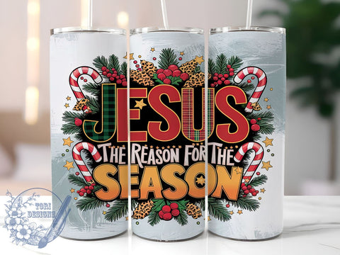 Jesus The Reason for the Season Christmas 20oz Skinny Tumbler PNG, Christian Jesus Tumbler Wrap, Sublimation Design, Straight & Tapered Tumbler Wrap, Instant Digital Download Sublimation ToriDesigns 