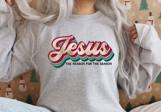Jesus The Reason For The Season | Vintage Christmas PNG | Religious Holiday Design Sublimation Print Perfect Design Shop 