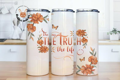 Jesus the Way the Truth the Life Christian Bible Verse Religious 20oz Skinny Tumbler Wrap PNG Sublimation Design Sublimation Rabbitmakies 