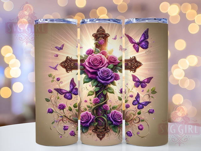Jesus Tumbler, Christian Decor, 20oz Tumbler Design, Roses PNG, Sublimation Christian Gift, Faith-Based Gift, God Inspired Design, Floral Christian Tumbler Sublimation SvggirlplusArt 