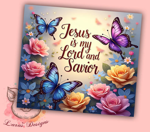 Jesus Tumbler, Floral Easter Design, Christian Drinkware, 20oz Tumbler, Religious Gifts, Sublimation Wrap, Bible Verse Tumbler Sublimation Lara' s Designs 