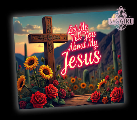 Jesus Tumbler, Let Me Tell You About My Jesus, Christian Gift, 20oz Tumbler Design, Faith-Based Decor, Inspirational Tumbler, Religious Sublimation PNG, God Inspired Gift Sublimation SvggirlplusArt 