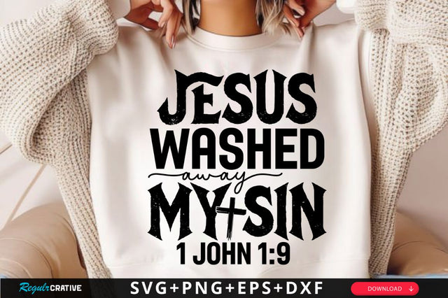 Jesus washed away my sin SVG, Jesus SVG, Christian Cross SVG, Retro Christian SVG, Bible Verse SVG Design SVG Regulrcrative 