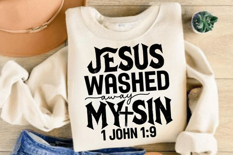 Jesus washed away my sin SVG, Jesus SVG, Christian Cross SVG, Retro Christian SVG, Bible Verse SVG Design SVG Regulrcrative 