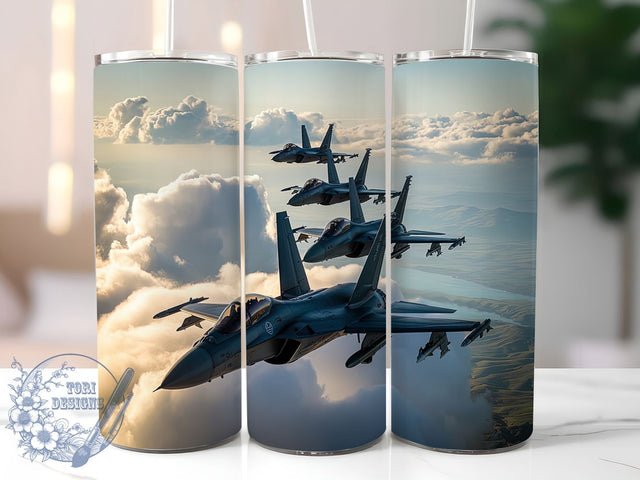 Jet Formation Air Force Tumbler, Air Force Squadron Gift, Aviation Enthusiast Wrap, Combat Plane Tumbler, Pilot Gift Design, Military Flight Art, Jet Formation Pattern Sublimation ToriDesigns 