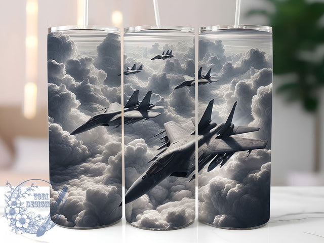 Jet Formation Air Force Tumbler, Air Force Squadron Gift, Aviation Enthusiast Wrap, Combat Plane Tumbler, Pilot Gift Design, Military Flight Art, Jet Formation Pattern Sublimation ToriDesigns 