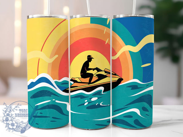 Jet Ski Ocean Splash 20oz Tumbler, Ocean Splash Wrap, 20oz Sublimation Wrap, Tropical Sunset Cup, Water Sports Design, Summer Adventure Tumbler, Beach Life Gift Sublimation ToriDesigns 