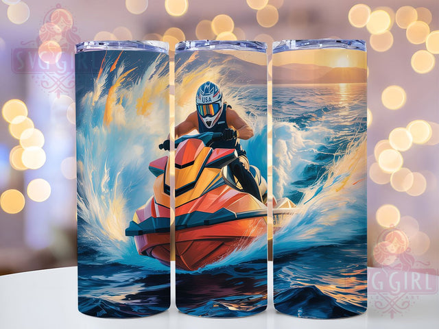 Jet Ski Water Sport Adventure Tumbler, Wave Runner Cup, Jet Ski Lover Design, Water Racing Present, Sea Sport Tumbler, PWC Rider Gift, Water Adventure Cup Sublimation SvggirlplusArt 