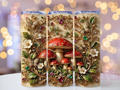 Jewel Forest Mushroom 20oz Tumbler Wrap, Forest Theme, Mushroom Motif, Jewel Effect, Mystical Charm, Whimsical Style, Skinny Tumbler, Sublimation PNG Sublimation SvggirlplusArt 