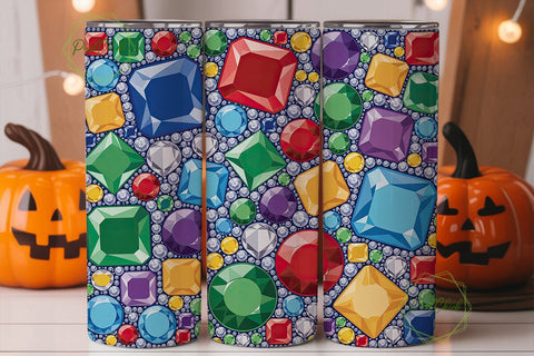 Jewel Gemstone Glitter 20oz Tumbler Wrap Sublimation PixelChick 