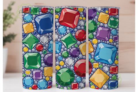 Jewel Gemstone Glitter 20oz Tumbler Wrap Sublimation PixelChick 