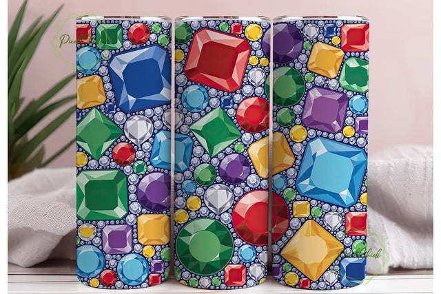 Jewel Gemstone Glitter 20oz Tumbler Wrap Sublimation PixelChick 