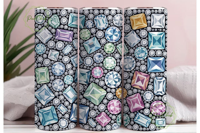 Jewel Gemstone Glitter 20oz Tumbler Wrap Sublimation PixelChick 