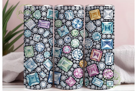 Jewel Gemstone Glitter 20oz Tumbler Wrap Sublimation PixelChick 