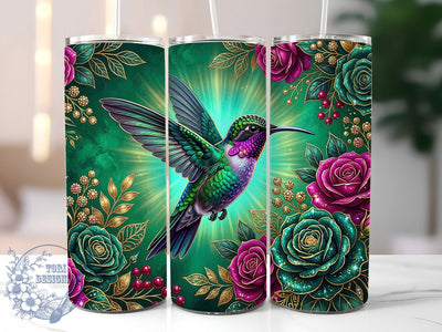 Jewel Hummingbird 20oz Tumbler, Jewel hummingbird design, Hummingbird tumbler wrap, 20oz skinny tumbler, Sparkly bird print, Sublimation tumbler wrap, Gemstone hummingbird design Sublimation ToriDesigns 