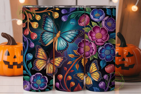 Jewel Tone Butterflies 20oz Wrap Sublimation PixelChick 