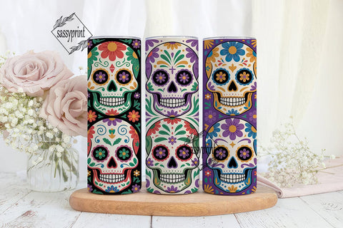 Jewel Tone Sugar Skulls 20oz Tumbler Sublimation sassyprint 