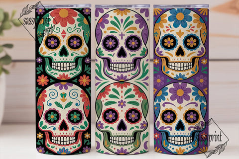 Jewel Tone Sugar Skulls 20oz Tumbler Sublimation sassyprint 