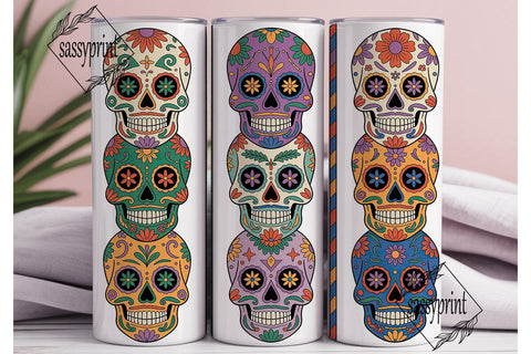 Jewel Tone Sugar Skulls 20oz Tumbler Sublimation sassyprint 