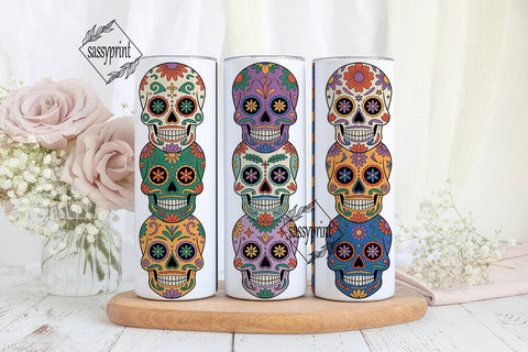 Jewel Tone Sugar Skulls 20oz Tumbler Sublimation sassyprint 