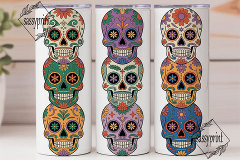 Jewel Tone Sugar Skulls 20oz Tumbler Sublimation sassyprint 
