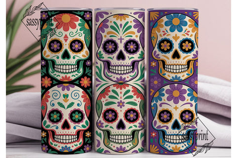 Jewel Tone Sugar Skulls 20oz Tumbler Sublimation sassyprint 
