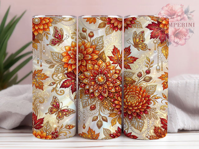 Jeweled Autumn Floral 20oz Tumbler, Autumn Floral Wrap, Jeweled Floral PNG, Fall Floral Tumbler, Gemstone Floral Wrap, Floral Tumbler PNG, 20oz Tumbler Wrap, Jewel Tone Floral Sublimation Li Zamperini 