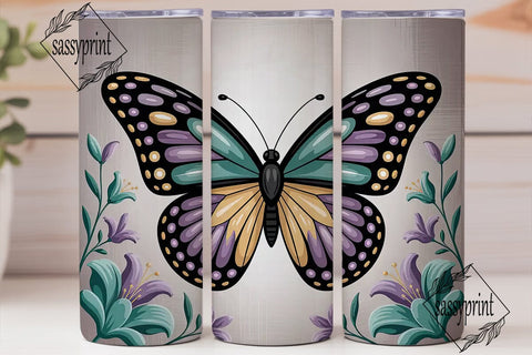 Jeweled Butterfly 20oz Tumbler Wrap Sublimation sassyprint 