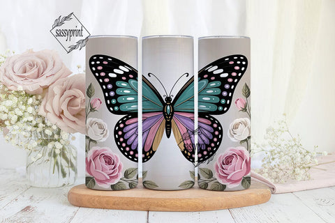 Jeweled Butterfly 20oz Tumbler Wrap Sublimation sassyprint 