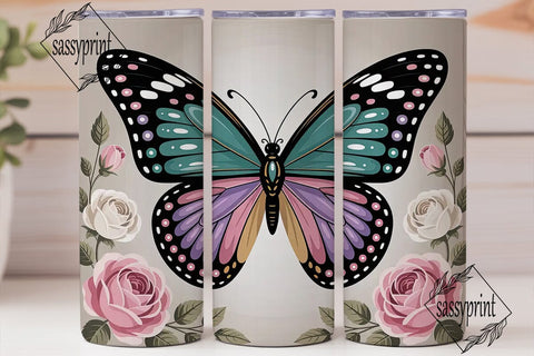 Jeweled Butterfly 20oz Tumbler Wrap Sublimation sassyprint 